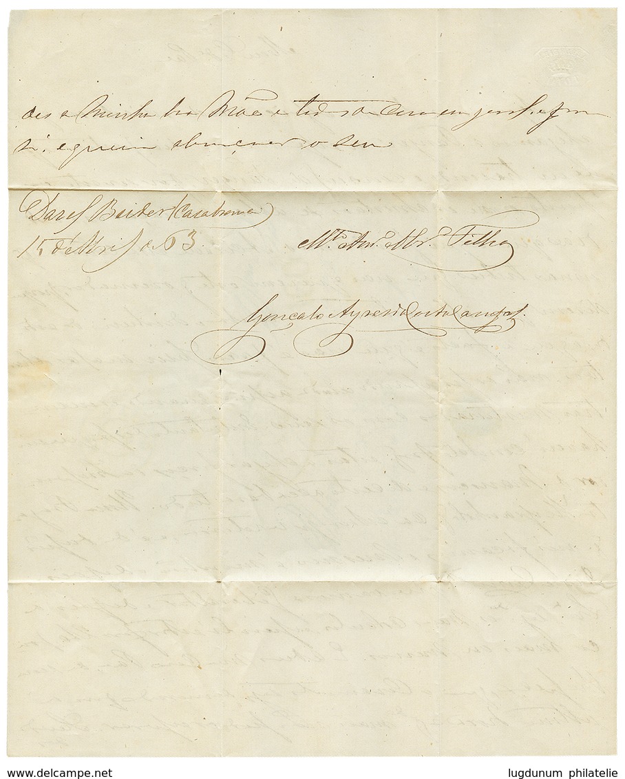 838 MAROC - PRECURSEUR : 1863 C.EST.DE.N + Taxe 160 Sur Lettre Avec Texte Daté "DAR EL BEIDA (CASABLANCA)" Pour LISBONNE - Autres & Non Classés