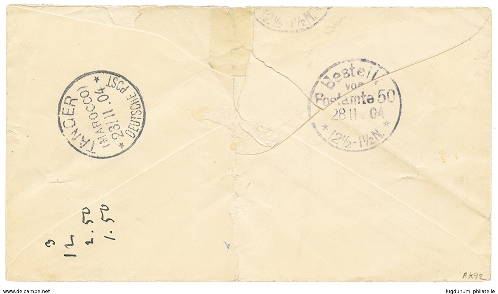 844 1904 MAROC Bureau Anglais 10c GIBRALTAR 10c Obl. CASABLANCA + MAROC Bureau Allemand 5c + 10c Obl. TANGER DEUTSCHE PO - Autres & Non Classés