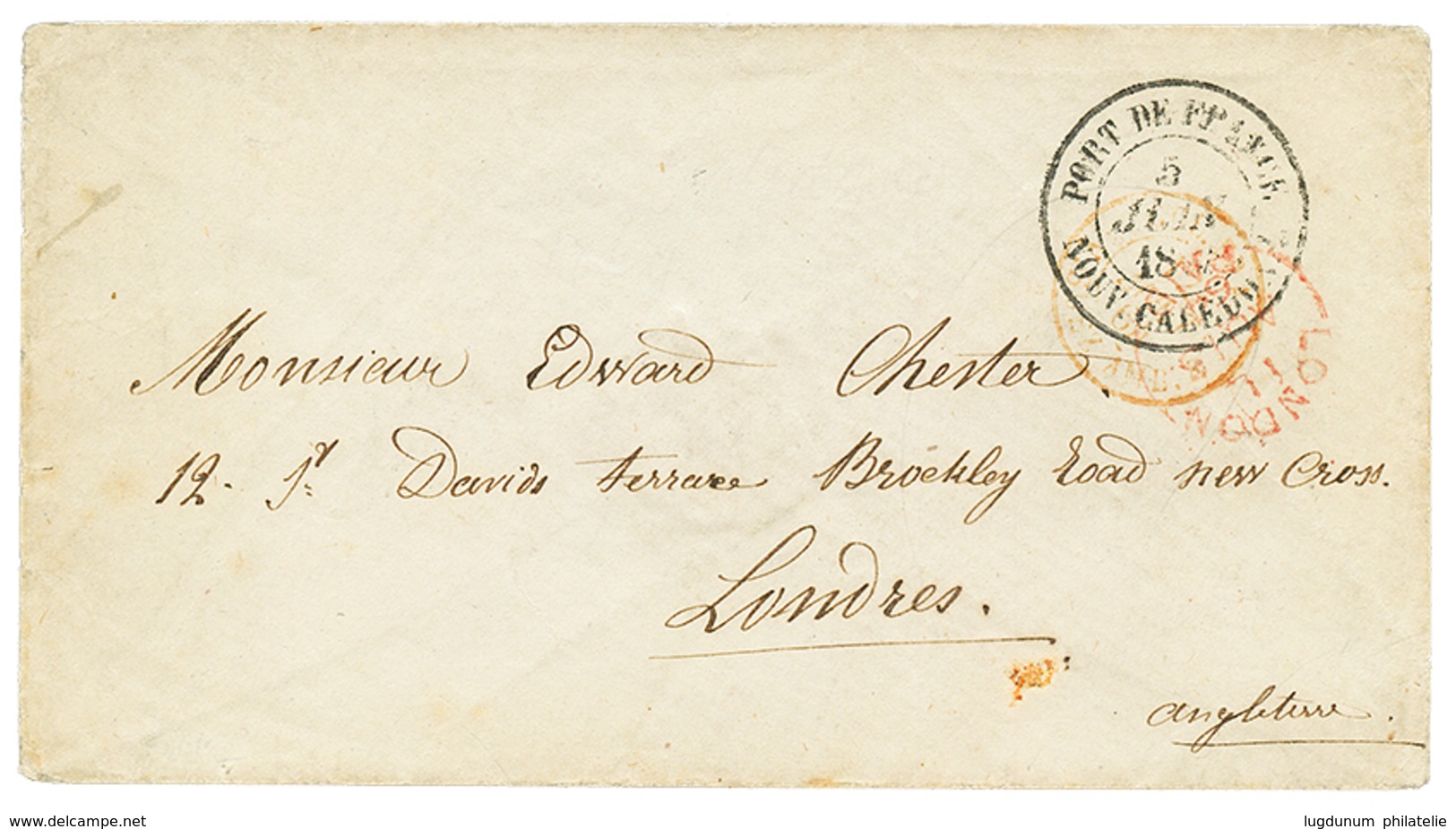 851 NOUVELLE CALEDONIE : 1864 Grand Cachet PORT DE FRANCE NOUV. CALEDONIE Sur Env. Pour LONDRES. TTB. - Sonstige & Ohne Zuordnung