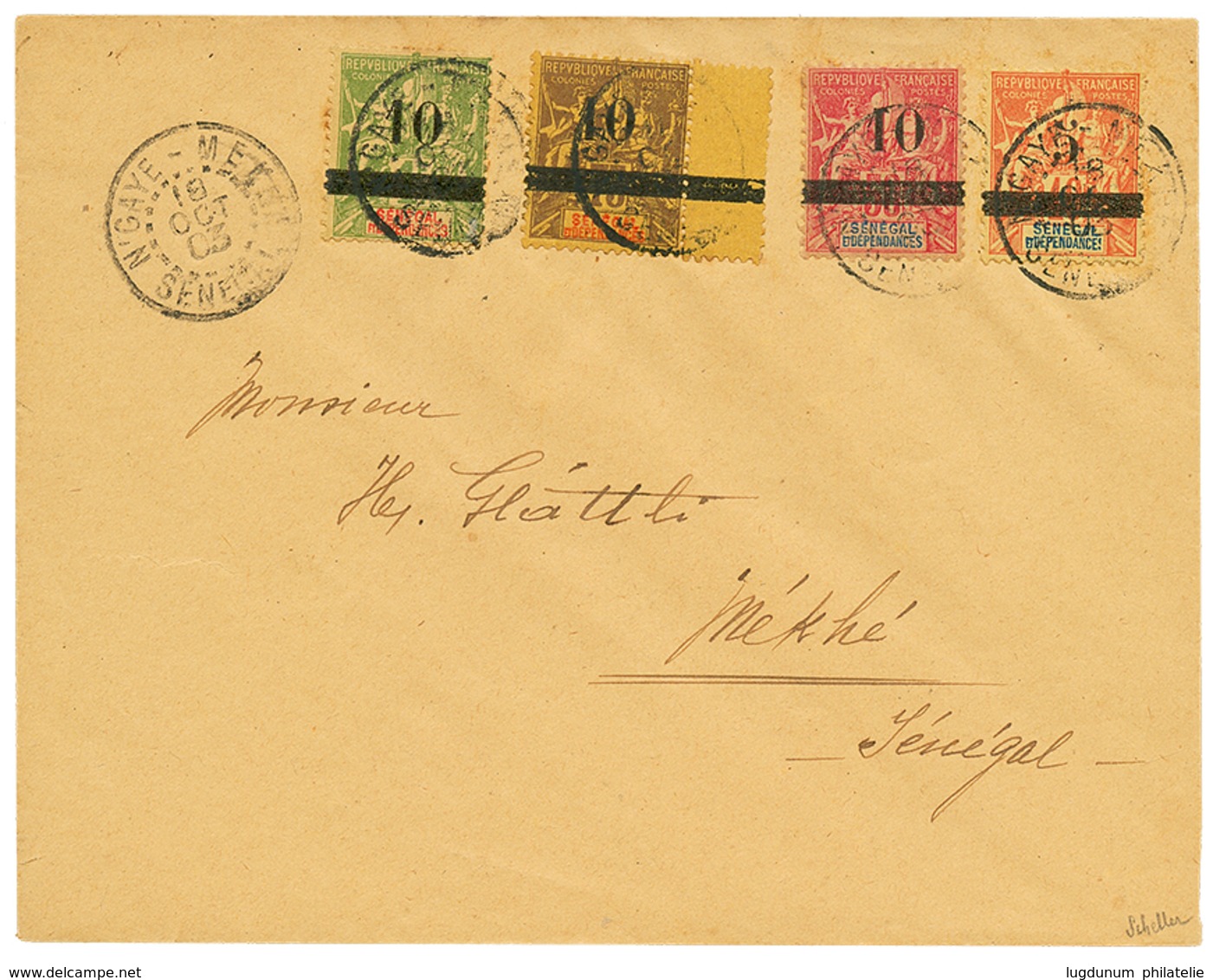 892 1903 Provisoire N°26 à N°29 Obl. N'GAYE-MEKKE SENEGAL (rare) Sur Lettre. Timbres Rares Sur Lettre (cote Détaché = 20 - Sonstige & Ohne Zuordnung