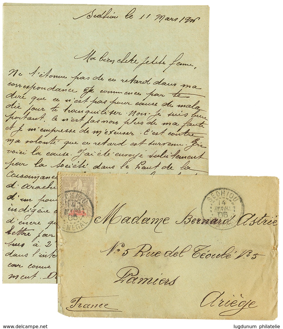 893 1906 15c Obl. SEDHIOU Sur Enveloppe Avec Texte De 5 Pages Pour La FRANCE. TTB. - Sonstige & Ohne Zuordnung