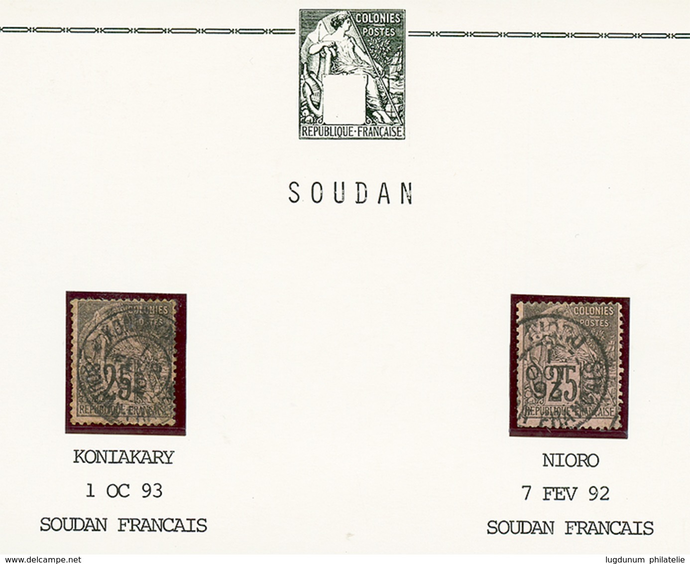 898 COLONIES GENERALES Détachés : 25c Obl. KONIAKARY 1 Oc 93 Et 25c Obl. NIORO 7 Fev 92. RARE. TB. - Sonstige & Ohne Zuordnung