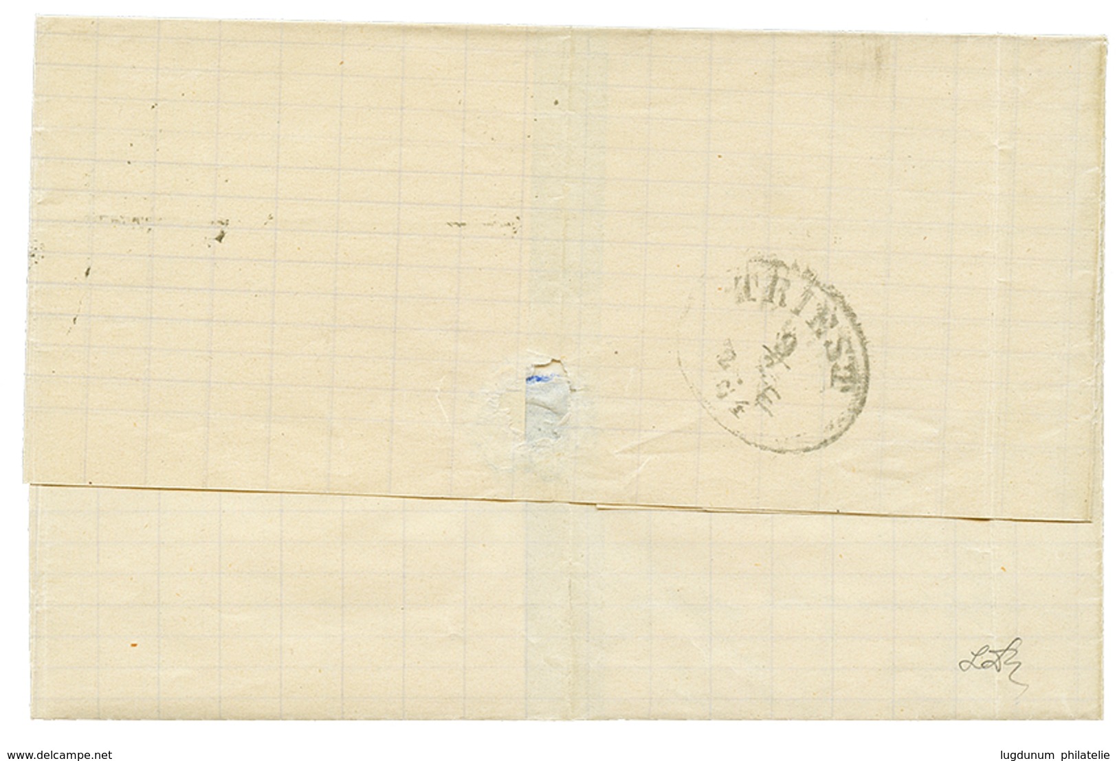 929 1874 15 SOLDI Canc. ALEXANDRIEN On Entire Letter To TRIESTE. Signed GOLLER. Vvf. - Levant Autrichien