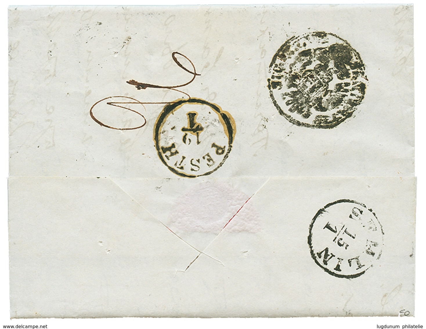 932 BELGRAD : 1857 BELGRAD/14.JAN + RECOM. + FRANCO On REGISTERED Entire Letter To PEST. Verso, Negativ Disinfected Cach - Oostenrijkse Levant