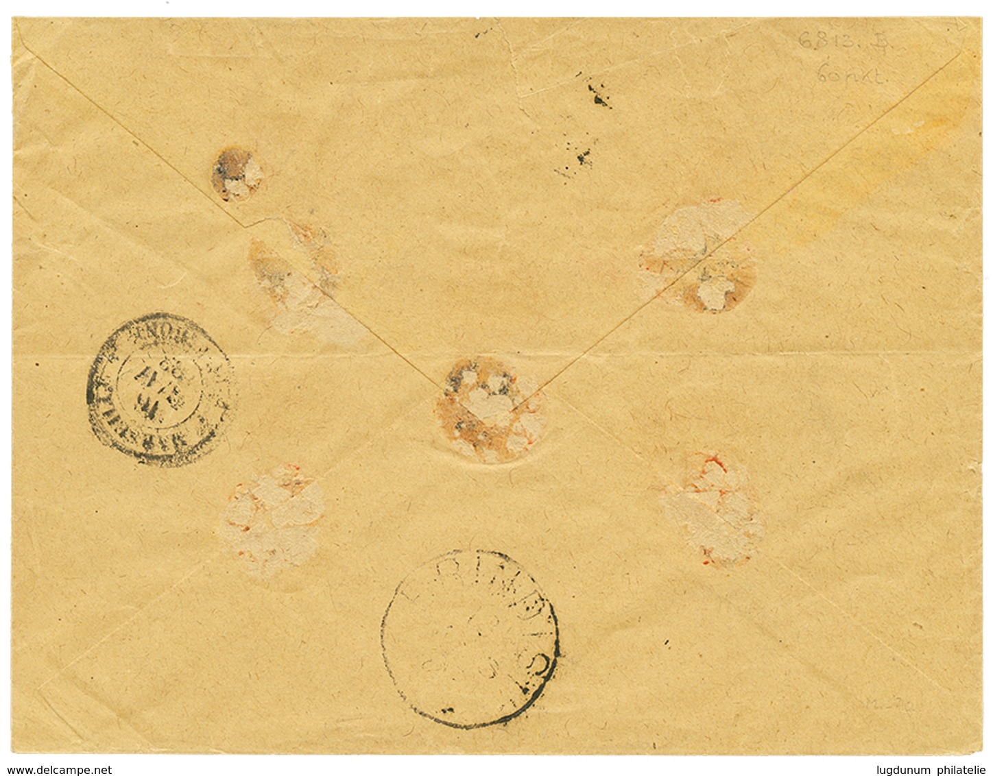 939 "CANEA + CHARGE" : 1883 10 Soldi(x2) Canc. CANEA + Cachet CHARGE On Envelope To FRANCE. RARE. Vf. - Levant Autrichien