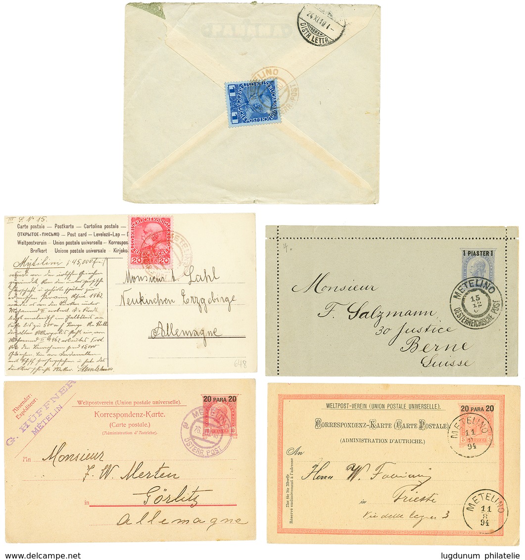 963 "METELINO" : Superb Lot Of 4 Covers From METELINO. Vf. - Oostenrijkse Levant