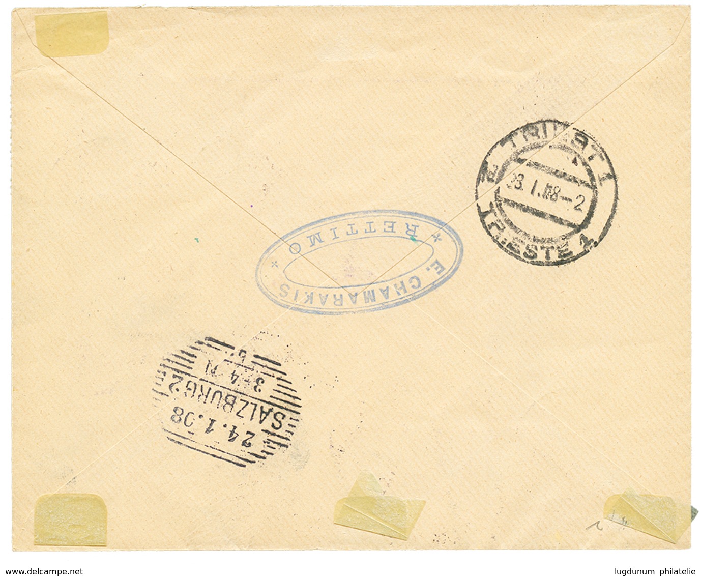 970 "RETTIMO" : 1908 5c(x10) Canc. RETTIMO On REGISTERED Envelope To AUSTRIA. Superb. - Oostenrijkse Levant
