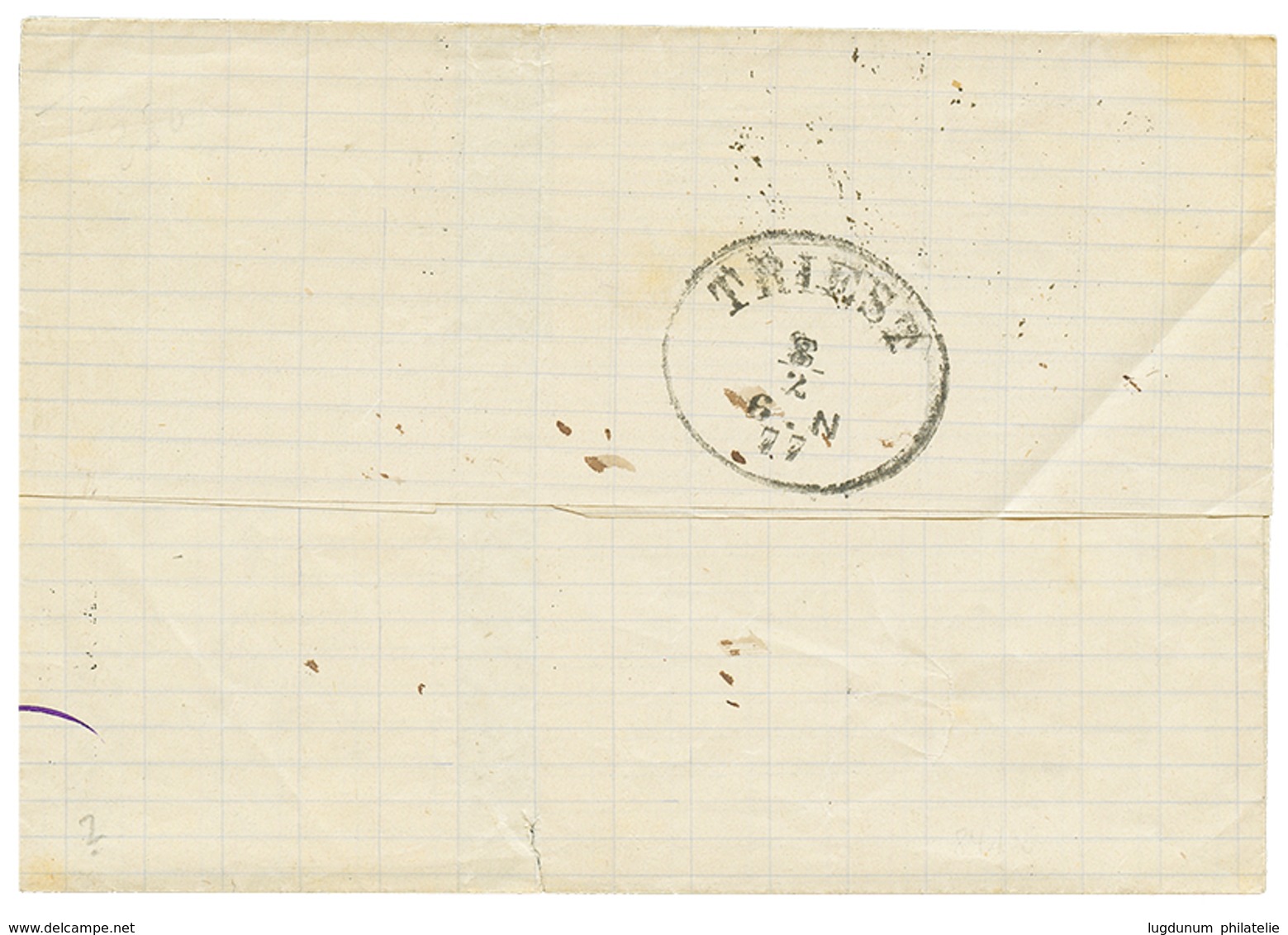 975 1877 3 Soldi(n°2I) Canc. SALONICCO On Cover To TRIESTE. Rare Printed-matter Rate. Superb. - Oriente Austriaco