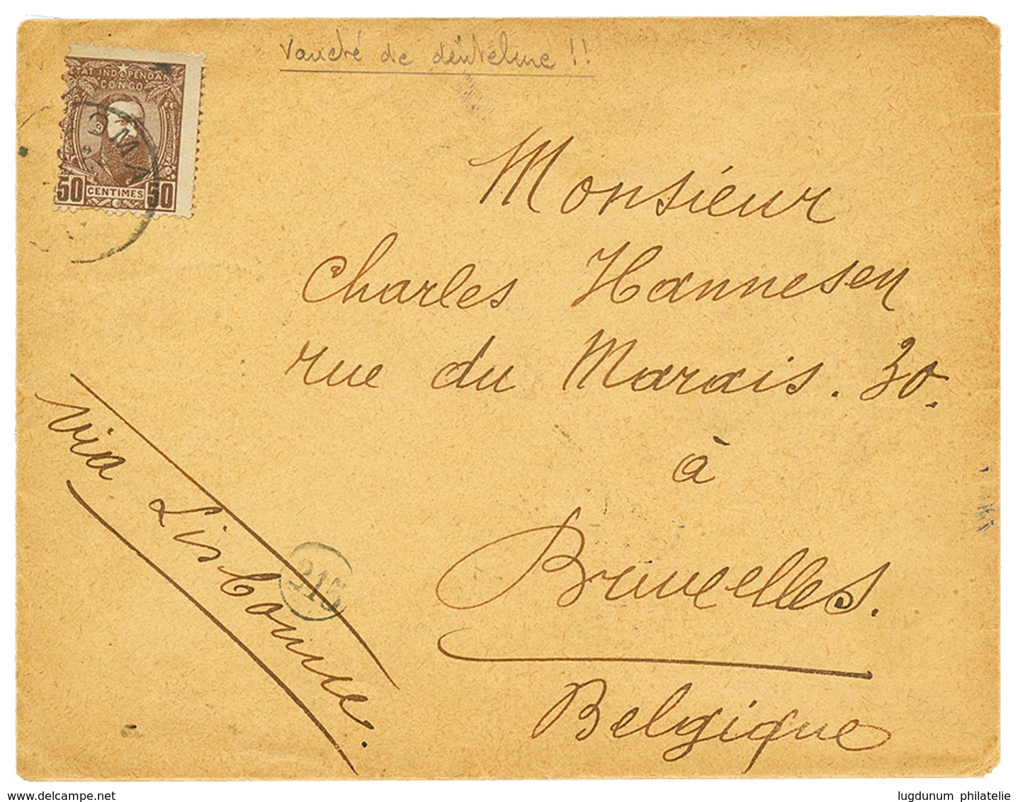 1003 BELGIAN CONGO : 1890 50c (perforation Variety) Canc. BOMA On Envelope To BRUXELLES. Vvf. - Autres & Non Classés