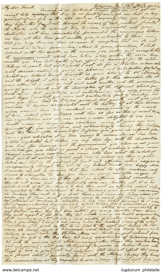 1016 "GUERNESEY To MALTA" : 1816 Entire Letter From GUERNESEY To "H.M.S TAGUS", MALTA. Vf. - Other & Unclassified