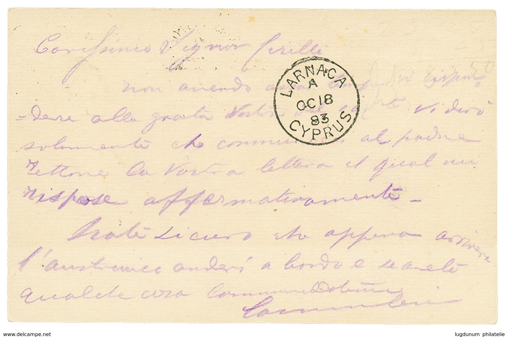 1026 1883 P./Stat GB 1d Canc. G06 + BRITISH POST OFFICE BEYROUTH To LARNACA CYPRUS. Latest Recorded Use. Vvf. - Autres & Non Classés