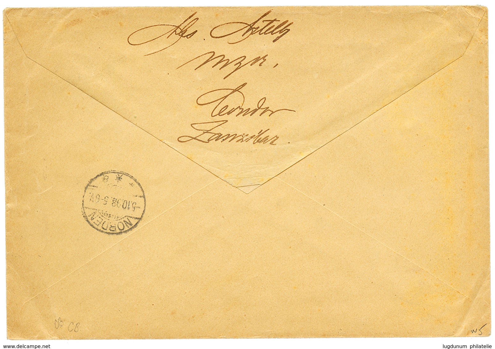 1073 ZANZIBAR : 1898 GERMANY 10pf Canc. K.D.S.M N°10 On Envelope From A Sailor On "S.M.S CONDOR, ZANZIBAR" To GERMANY. V - Deutsche Post In China