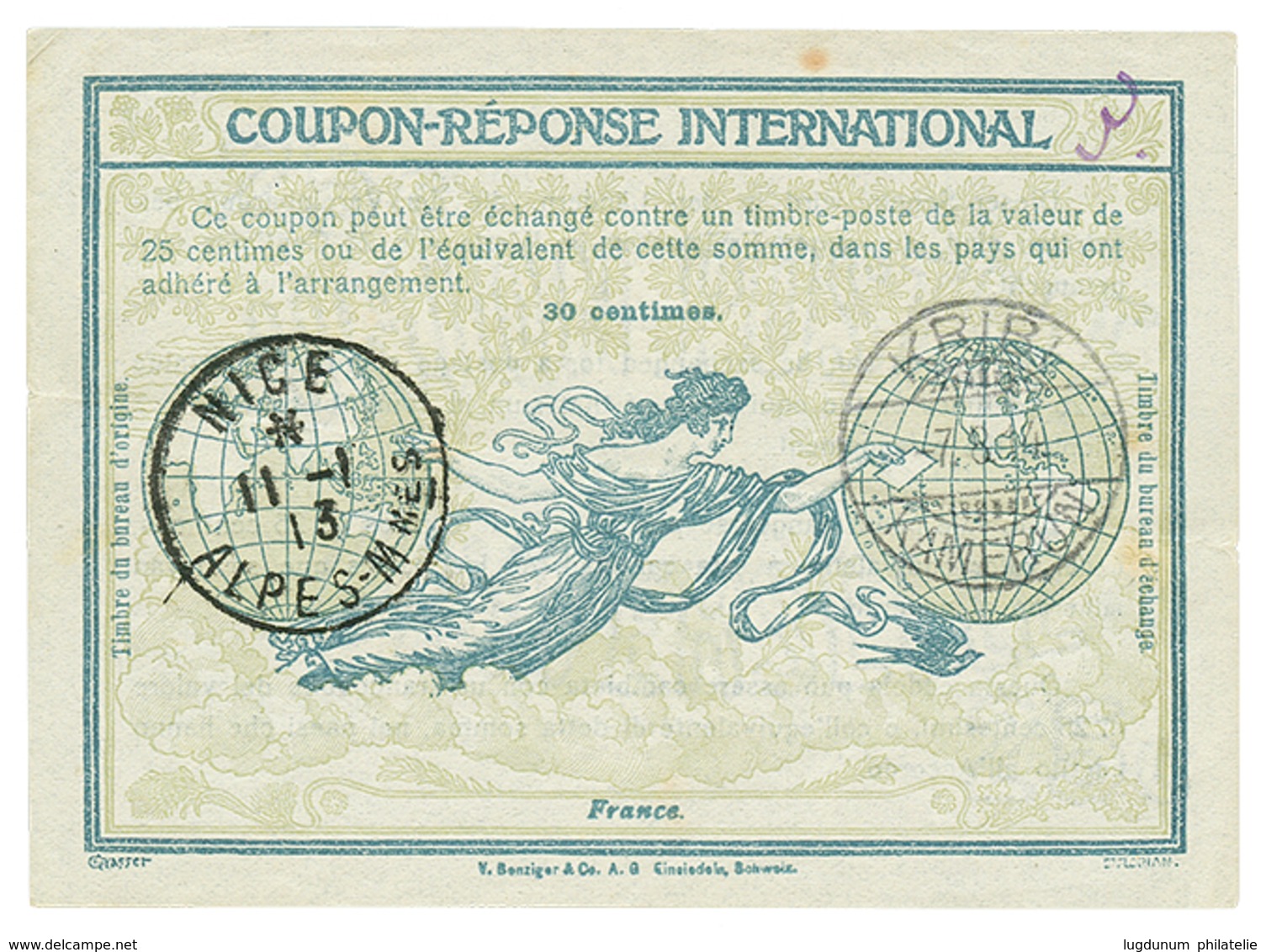 1091 INTERNATIONAL REPLY COUPON Issued At NICE And Cashed At KRIBI. RARE. Vf. - Cameroun