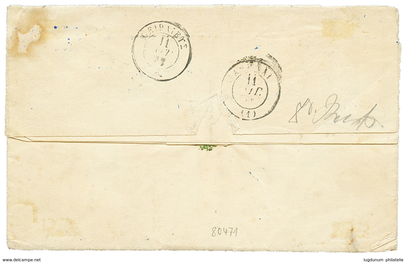 1139 1871 AUSTRIAN LEVANT 10s Canc. CANDIA + GRECE 20l(4 Margins) On Cover To ATHENS. Vvf. - Other & Unclassified