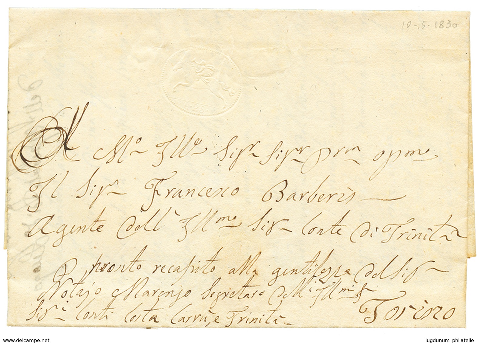 1170 SARDINIA - CAVALINI : 1830 25c(n°5) On Entire Letter From TRINITA To TORINO. Superb. - Unclassified