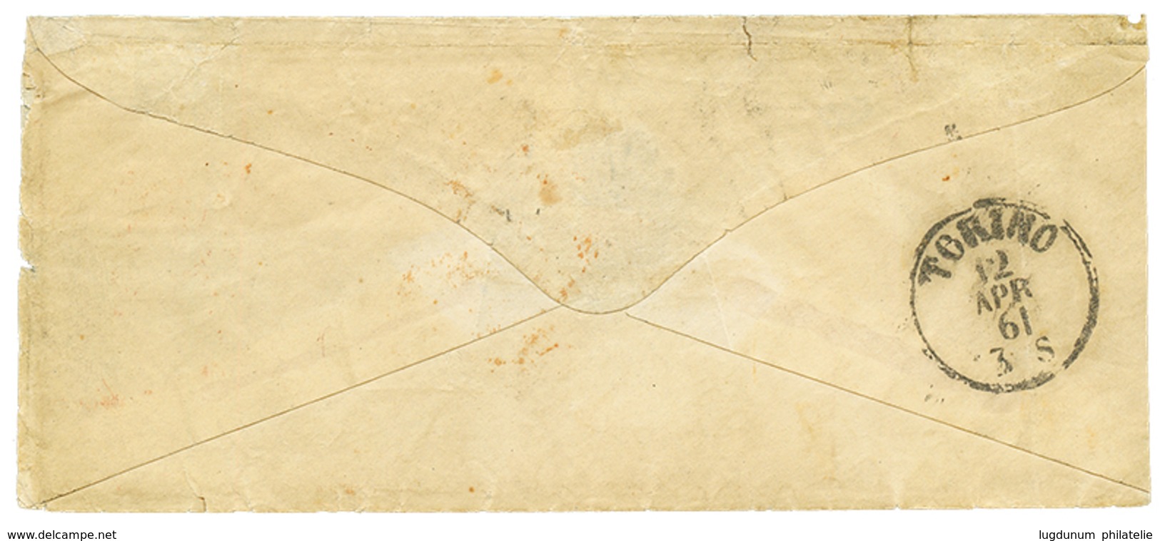 1175 SARDINIA To USA : 1861 40c(x3) 2 Stamps With 4 Margins , 1 Stamp Just Touched At Base Canc. GENOVA On Envelope(faul - Unclassified