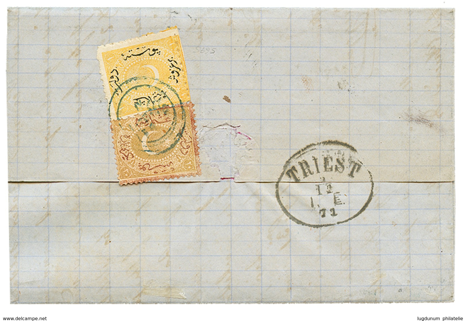 1183 1871 ITALY 60c + 2 Stamps From TURKEY On Entire Letter From VENEZIA To ANTIVARI ALBANIA. Vvf. - Non Classés