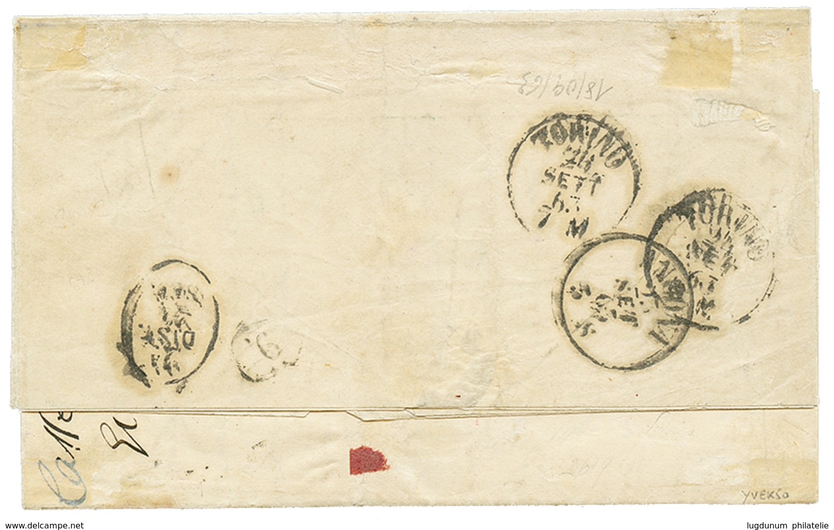 1187 EGYPT - ITALIAN P.O : 1863 SARDINIA Pair 10c + 40c (all Stamps With 4 Margins) Canc. ALESSANDRIA D' EGITTO POSTE IT - Non Classés