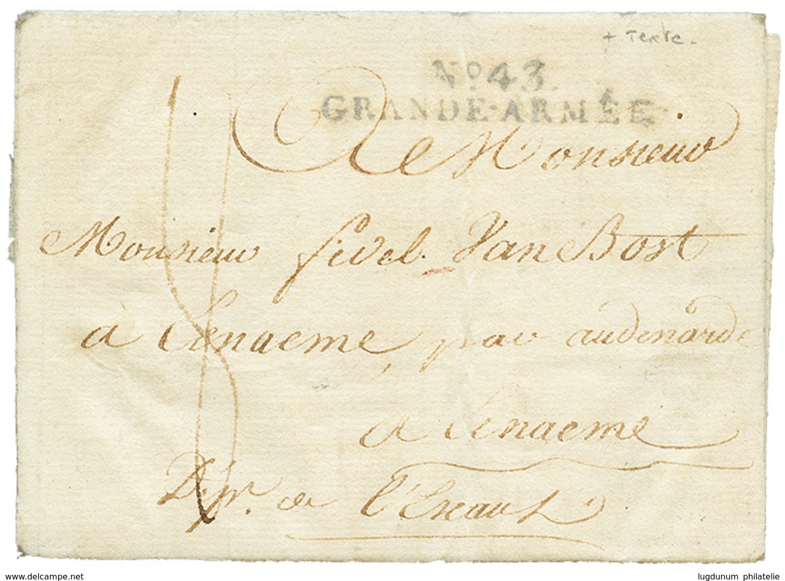 1200 POLAND - NAPOLEONIC Period : 1807 N°43 GRANDE ARMEE On Entire Letter With Superb Illustrated "EAGLE" Datelined "VAR - Autres & Non Classés
