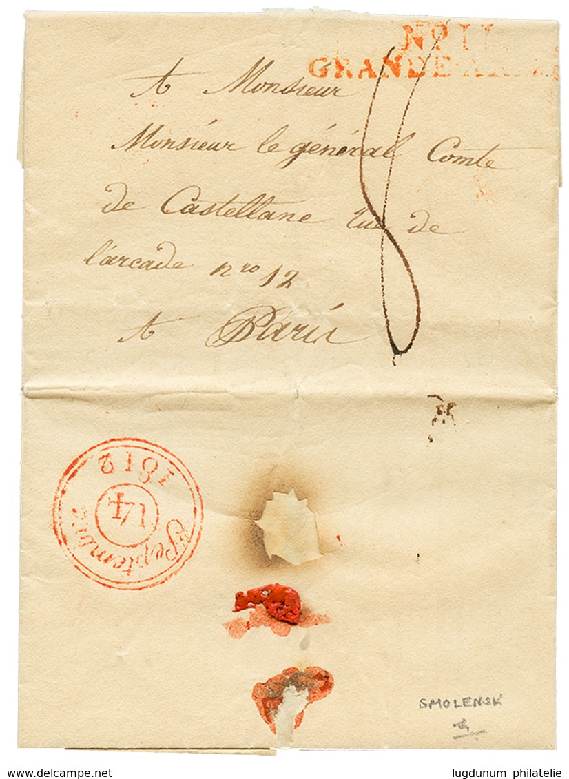 1213 RUSSIA - NAPOLEONIC PERIOD : 1812 N°11 GRANDE ARMEE In Red On Entire Letter Datelined "SMOLENSK 20 Aout 1812" To PA - Autres & Non Classés