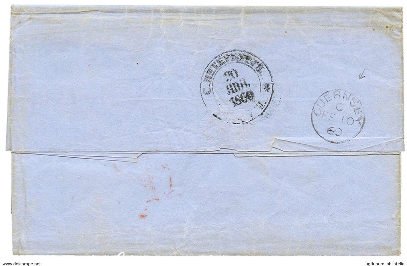 1216 "RUSSIA To GUERNESEY CHANNEL ISLANDS" : 1860 "2" Tax Marking + P. On Entire Letter From ST PETERSBURG To GUERNESEY  - Autres & Non Classés