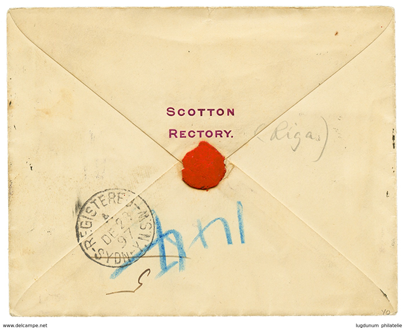 1224 LATVIA To AUSTRALIA : 1897 10k(x2) On REGISTERED Envelope To SYDNEY AUSTRALIA. Scarce. Superb. - Sonstige & Ohne Zuordnung