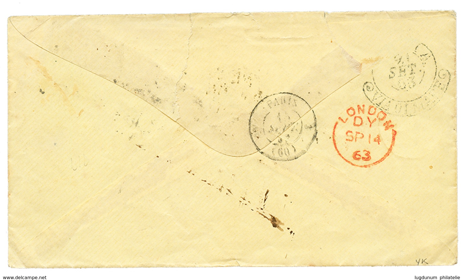 1234 "BAHAMAS To ITALY" : 1863 NASSAU PAID Red + MORE TO PAY Erased + "1/3" Tax Marking On Envelope(fault) To ROMA ITALY - Andere & Zonder Classificatie