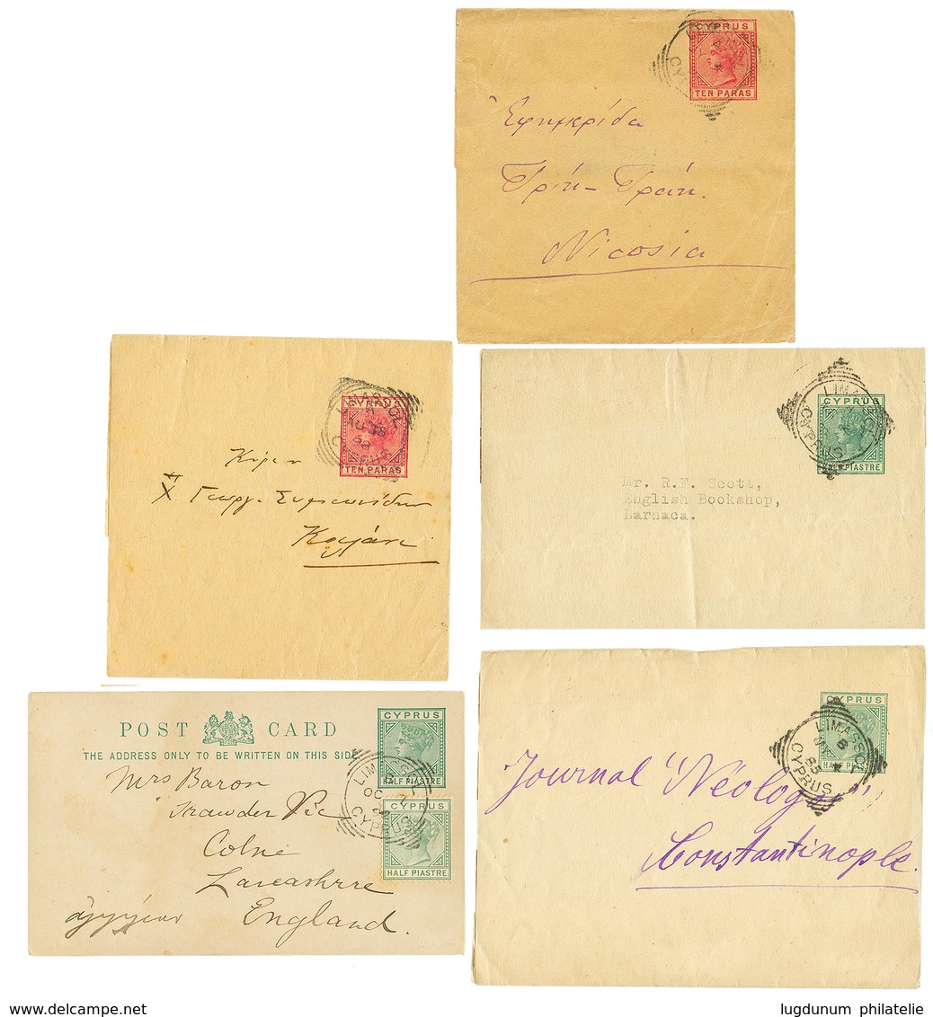 1251 CYPRUS : 1885/1898 Lot 5 Covers. Vvf. - Zypern (...-1960)