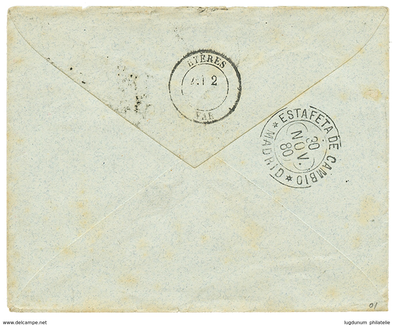 1266 1880 1/2d + 1d(x2) Canc. A25 + GIBRALTAR On Envelope To FRANCE. Vf. - Andere & Zonder Classificatie