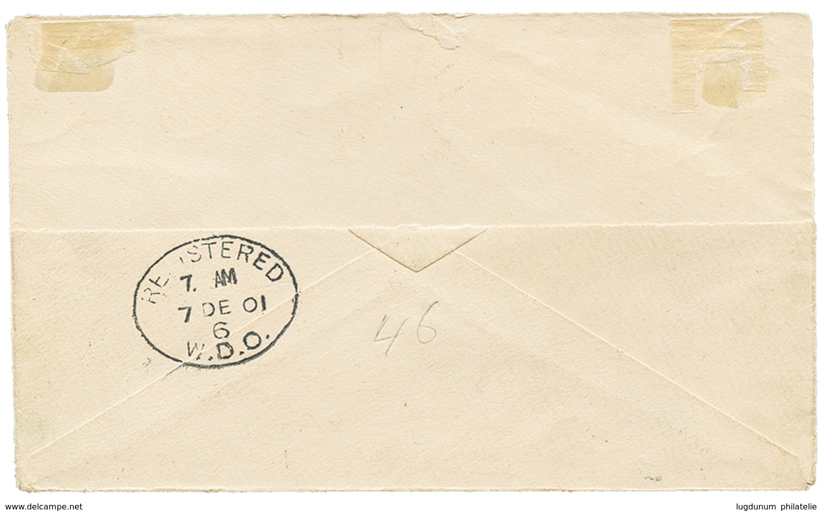 1288 PROVISIONAL ISSUES : 1901 ONE PENNY On 2 1/2d(SG N°35) + ONE PENNY On 6d(n°36)x2 On REGISTERED Cover To LONDON. Ver - Côte D'Or (...-1957)