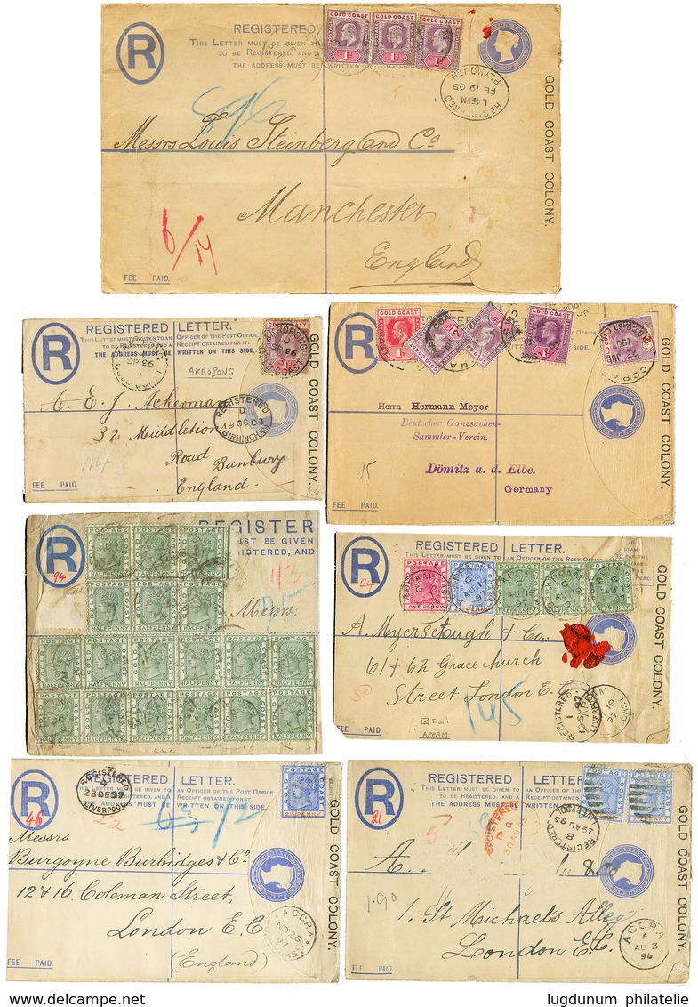 1294 GOLD COAST : 1895/1907 Lot 6 REGISTERED-LETTERS + 1 Front With Additional Franking (APPAM, AKROPONG ....). Vf. - Costa D'Oro (...-1957)