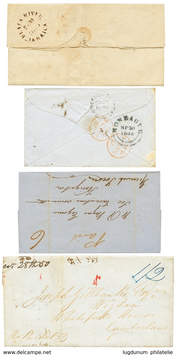 1307 JAMAICA : 1840/1859 Lot 4 Nice Covers From BLACK RIVER, MONEAGUE, MAYHILL, OLD HARBOUR. Vvf. - Giamaica (...-1961)