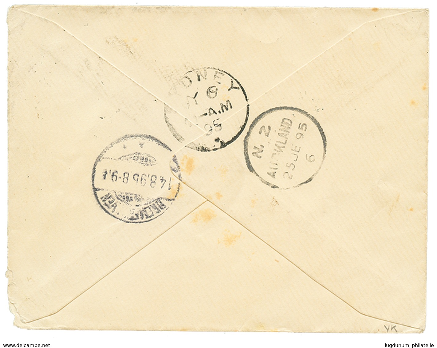 1321 SAMOA - DAVIS POST : 1895 1/2p + 2d Canc. APIA SAMOA On Envelope To "DAMPFER DARMSTADT" C/o German CONSULATE SYDNEY - Other & Unclassified