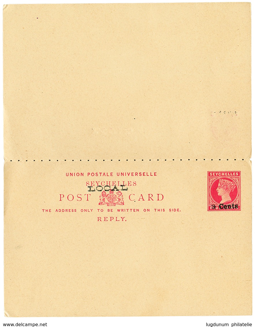 1330 1903 P./Stat 3c Overprint LOCAL (+ Reply Unused)+ 6c+ 15c Canc. SEYCHELLES Sent REGISTERED To GERMANY. Vf. - Seychelles (...-1976)