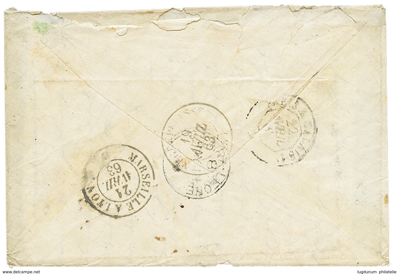 1332 "1F To SIERRA-LEONE" : 1863 FRANCE 20c + 80c On Envelope With Full Texte From NEGREPELISSE To SIERRA-LEONE. Small F - Sierra Leone (...-1960)