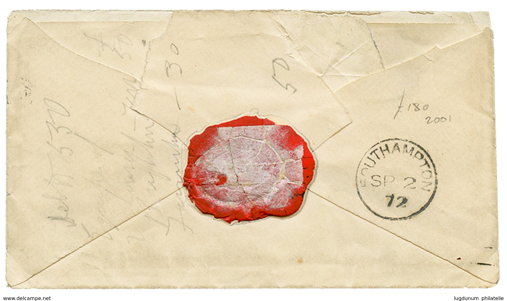 1346 1872 6c + 24c + SINGAPORE PAID In Red On Envelope To ENGLAND. Vf. - Singapore (...-1959)