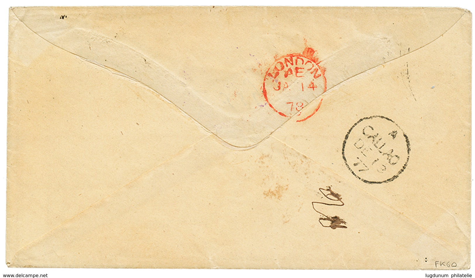 1368 1877 P./Stat 5c + 5c + SANTIAGO CHILE + "T/1-70" Exchange Marking Via PANAMA To FRANCE. Vvf. - Chile