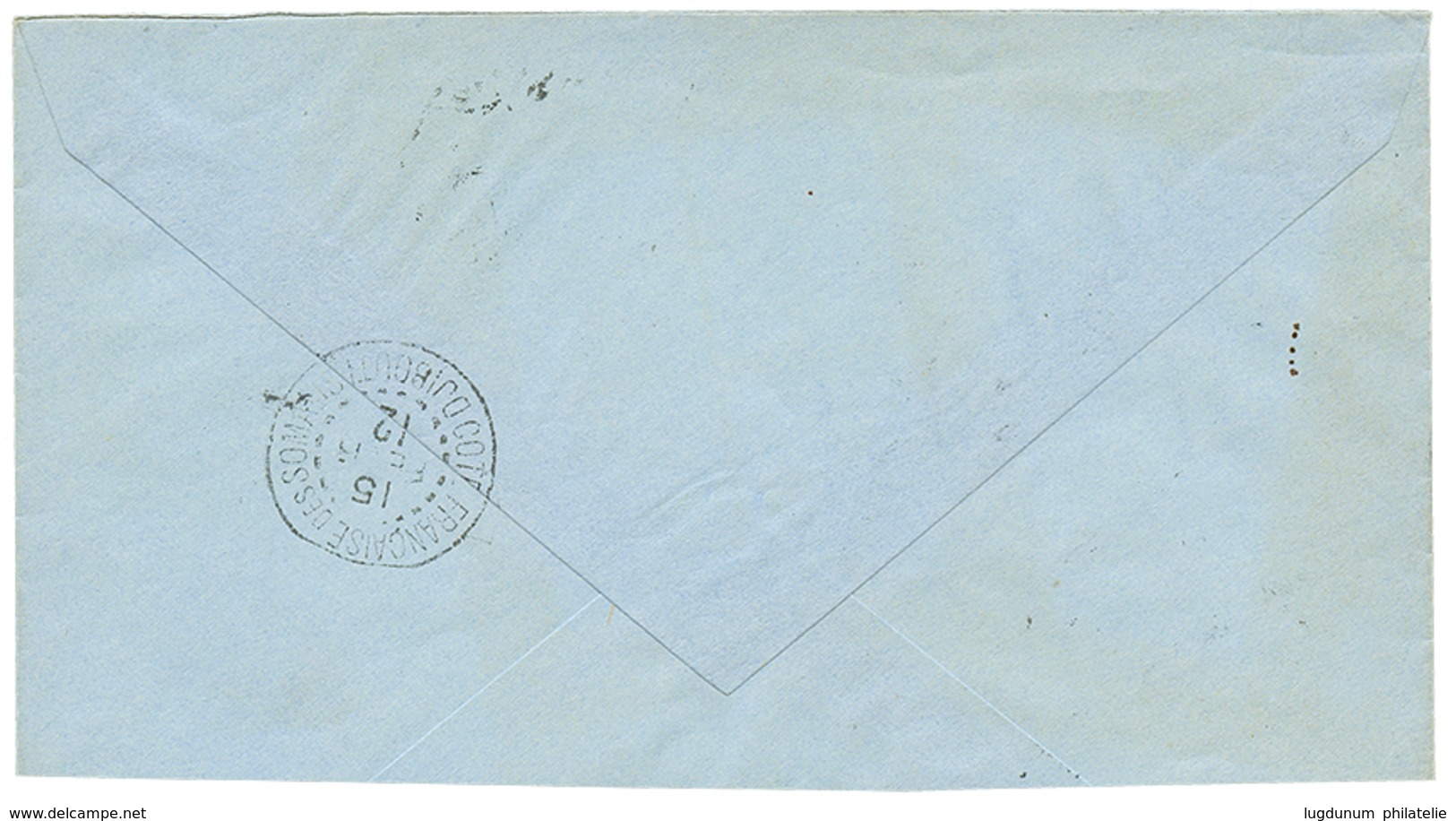1388 1912 ETHIOPIA 1/2 Piastre On 1/2g Strip Of 4 Canc. DIRE-DAOUA On REGISTERED Cover To DJIBOUTI. Vvf. - Ethiopie
