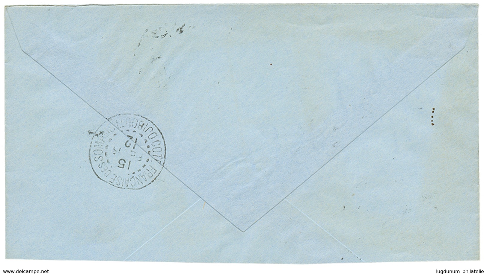 1388 1912 ETHIOPIA 1/2 Piastre On 1/2g Strip Of 4 Canc. DIRE-DAOUA On REGISTERED Cover To DJIBOUTI. Vvf. - Äthiopien