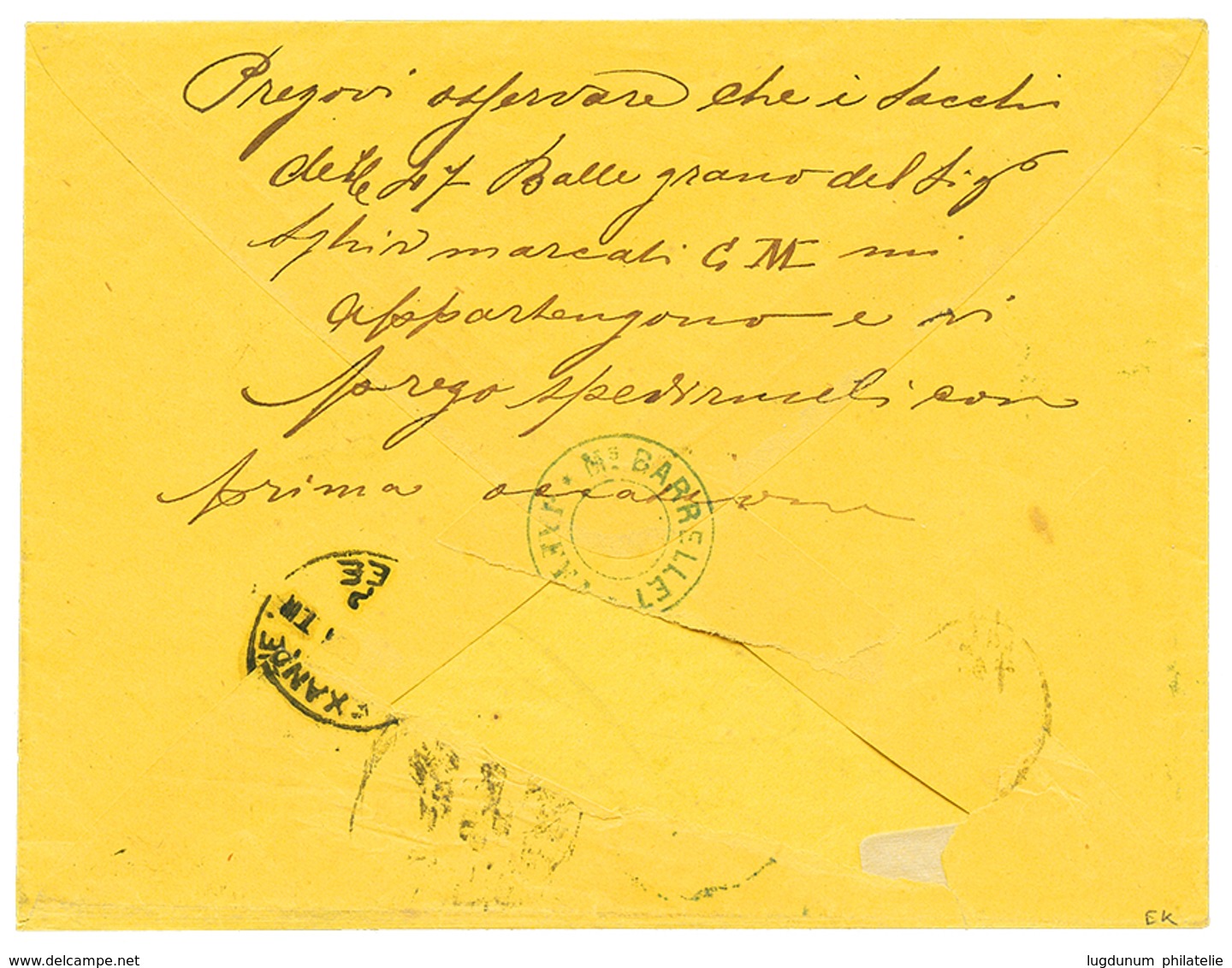 1400 PALESTINE - RUSSIAN P.O : 1879 ROPIT 7k Canc. JAFFA On Envelope To ITALY. Very Scarce. Superb. - Palestina