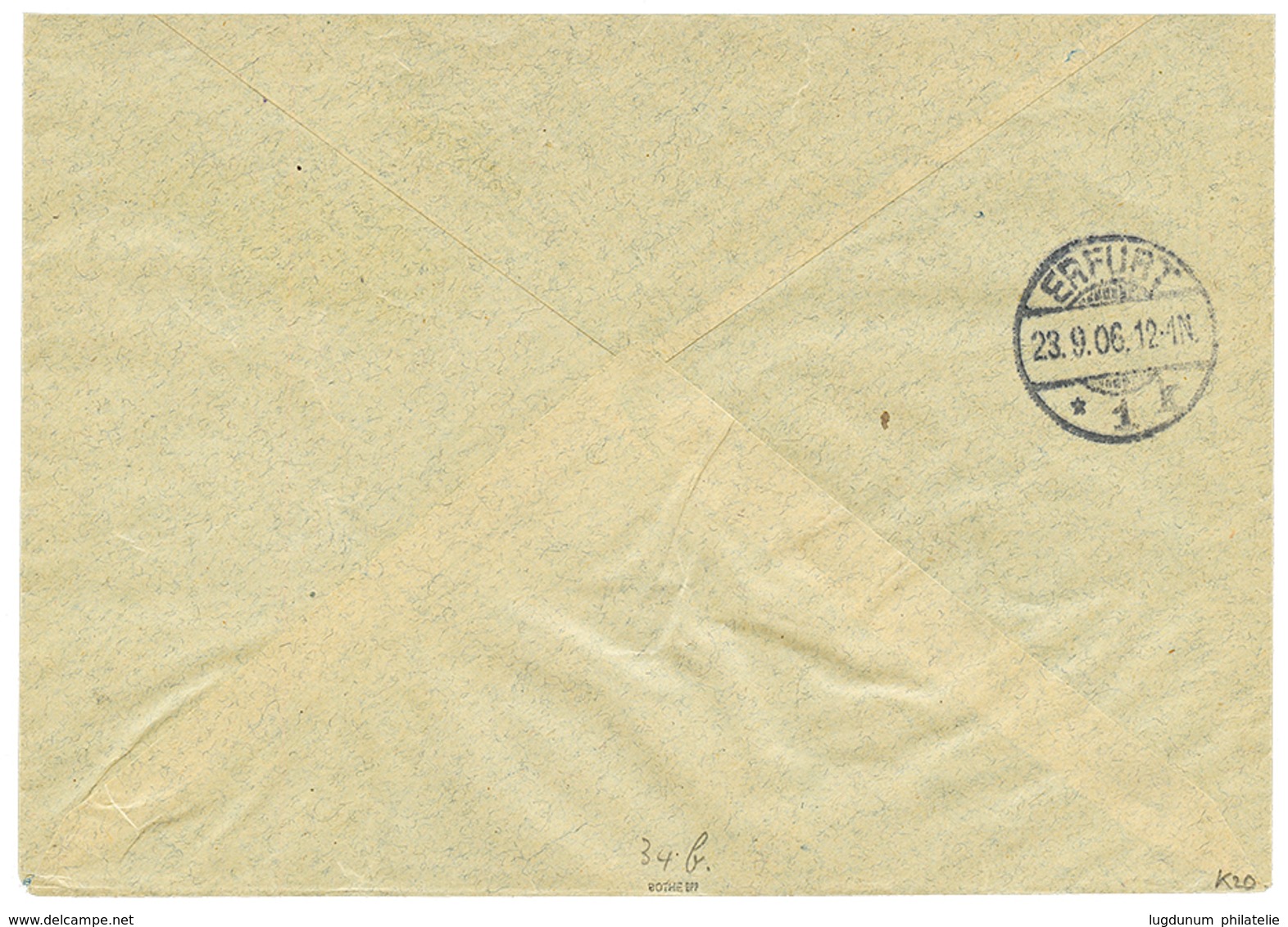 1406 JAFFA - GERMAN P.O : 1906 15 P On 3 MARK Canc. JAFFA On REGISTERED Envelope To GERMANY. Signed BOETHE. Vf. - Palestina