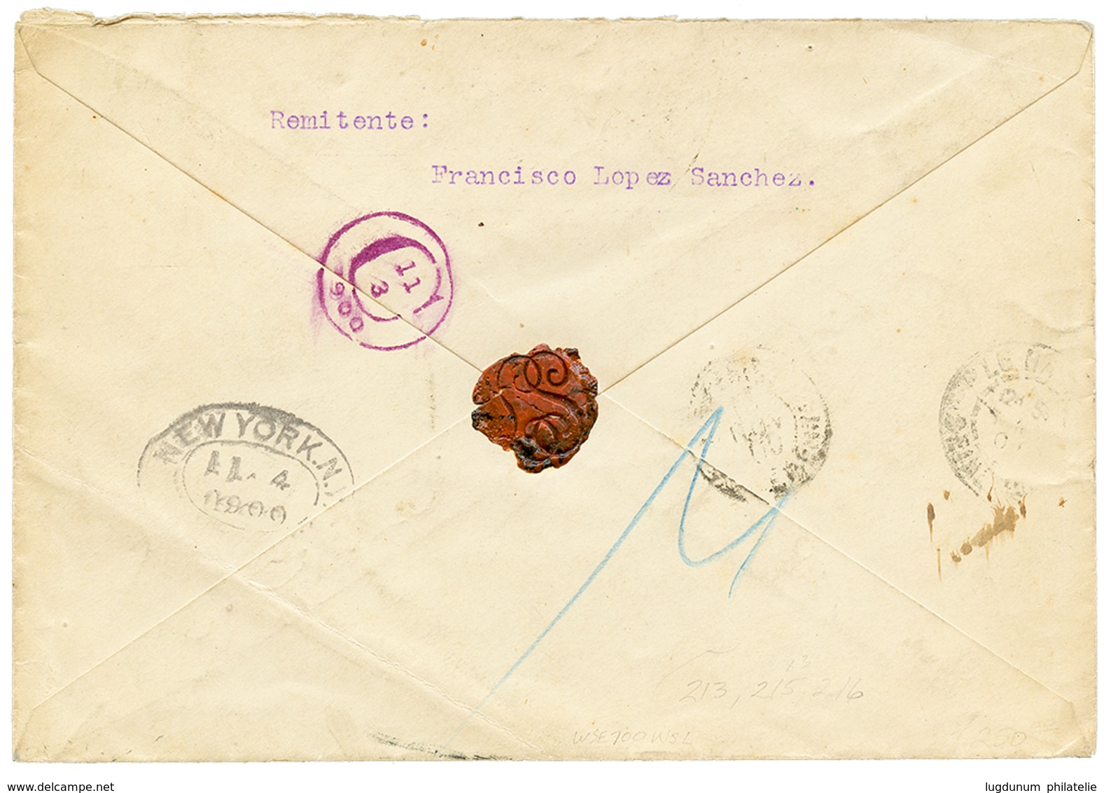 1427 PORTO-RICO - US Occupation : 1900 1c(x3)+ 2c+ 8c On REGISTERED Cover From SAN JUAN To FRANCE. Vf. - Autres & Non Classés