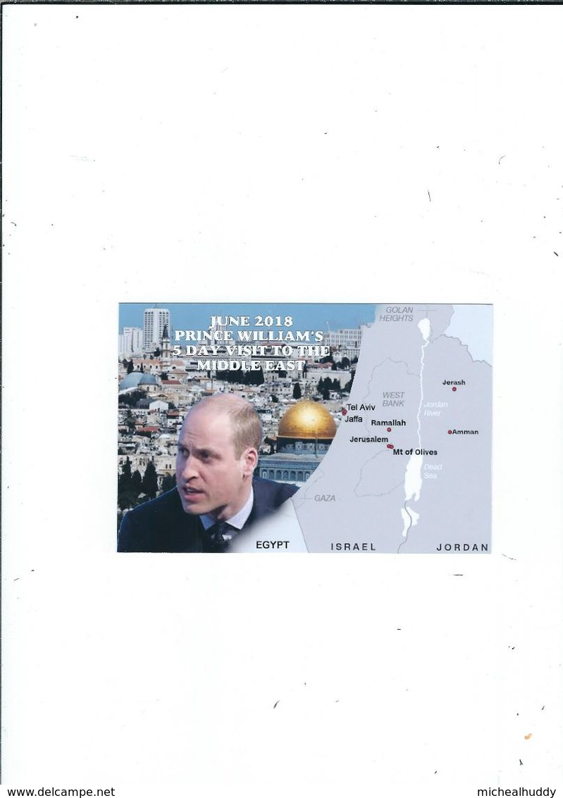 JUNE 2018 POSTCARD  PRINCE WILLIAM ROYAL VISIT TO MIDDLE EAST  (MAP) - Familias Reales