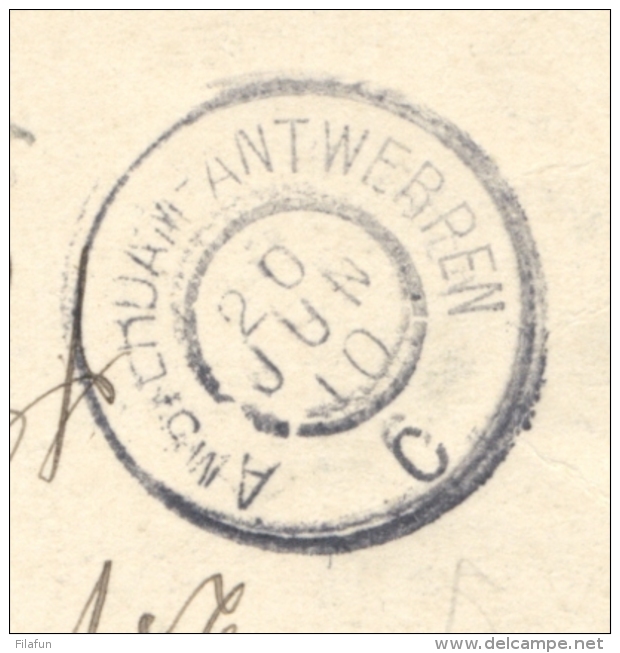 Nederlands Indië - 1910 - 2,5 Cent Cijfer, Ansicht GR BATAVIA Via GR A'dam-Antwerpen Naar België - Kolff / Molenvliet - Nederlands-Indië