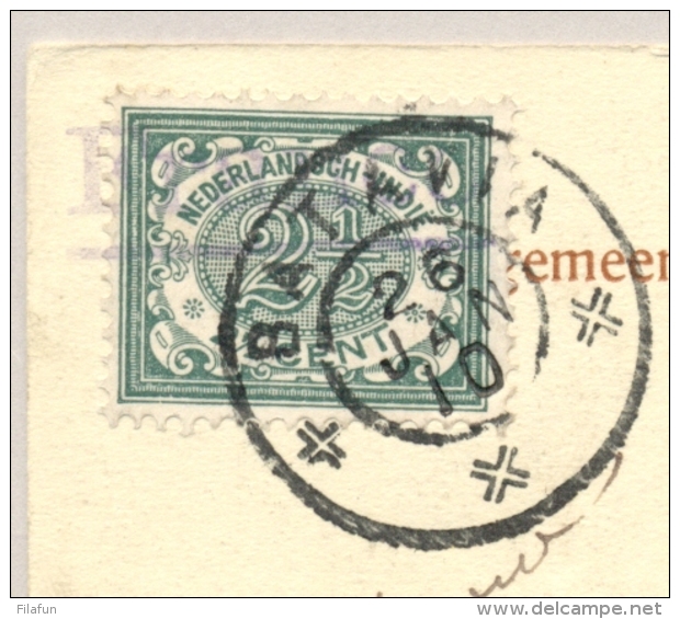 Nederlands Indië - 1910 - 2,5 Cent Cijfer, Ansicht GR BATAVIA Naar België - Visser - Inlandsche Terechtzitting - Nederlands-Indië