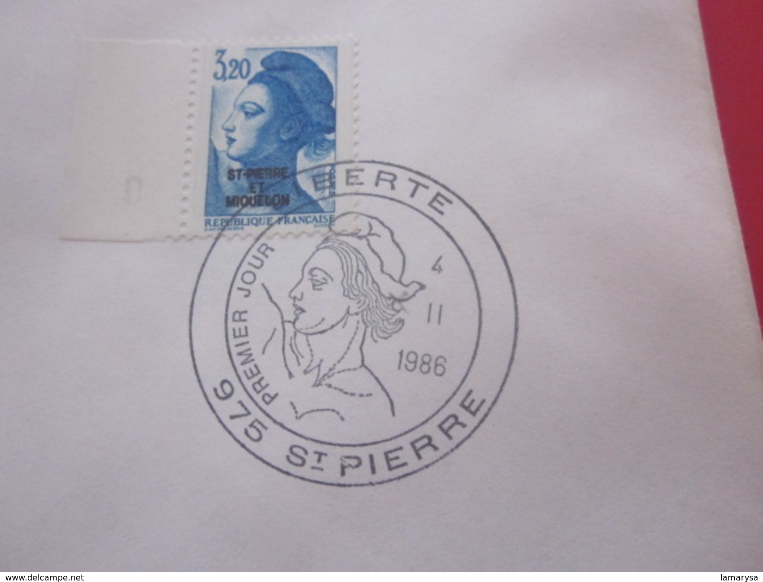 Lettre Timbre LIBERTÉ 975 SAINT PIERRE-MIQUELON Cachet Commémoratif-04-02-1986-First Day Cover FDC-Premier Jour-1er Jour - Storia Postale