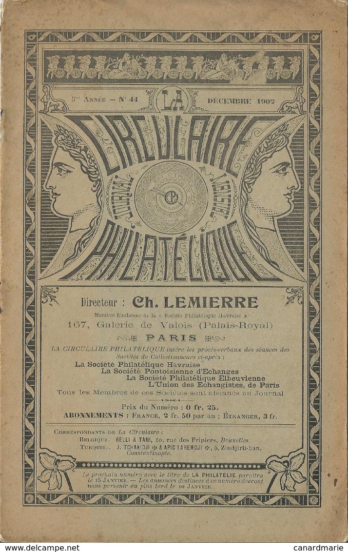 LA CIRCULAIRE PHILATELIQUE - N° 43 ET 44 DE NOVEMBRE ET DECEMBRE 1902 - Other & Unclassified