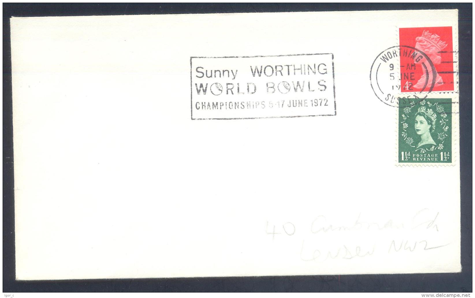 United Kingdom UK 1972 Cover: Sport Bowling; World Bowls Championships Sunny Worthing - Bowls