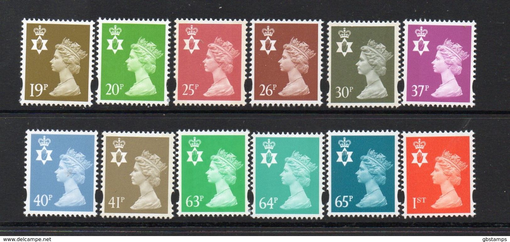 12 Different UM/MNH Northern Ireland Elliptical Perforation Regional Machins As Scanned - Irlanda Del Nord