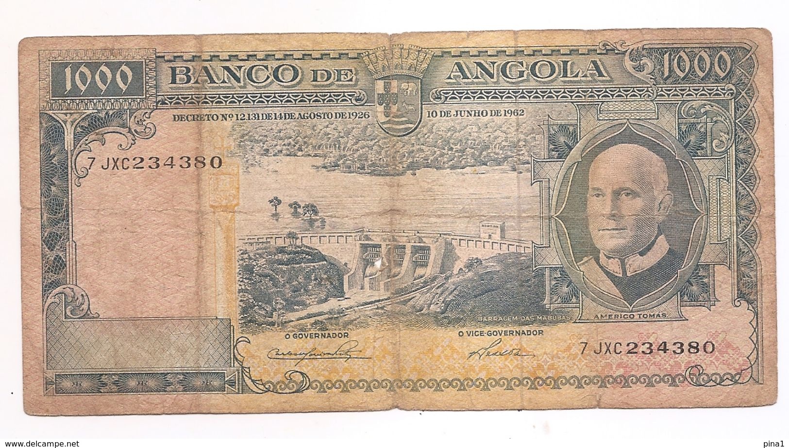 3 BILHET  -1000 ESCUDOS -ANGOLA   - AMERICO TOMAS - Lots & Kiloware - Banknotes